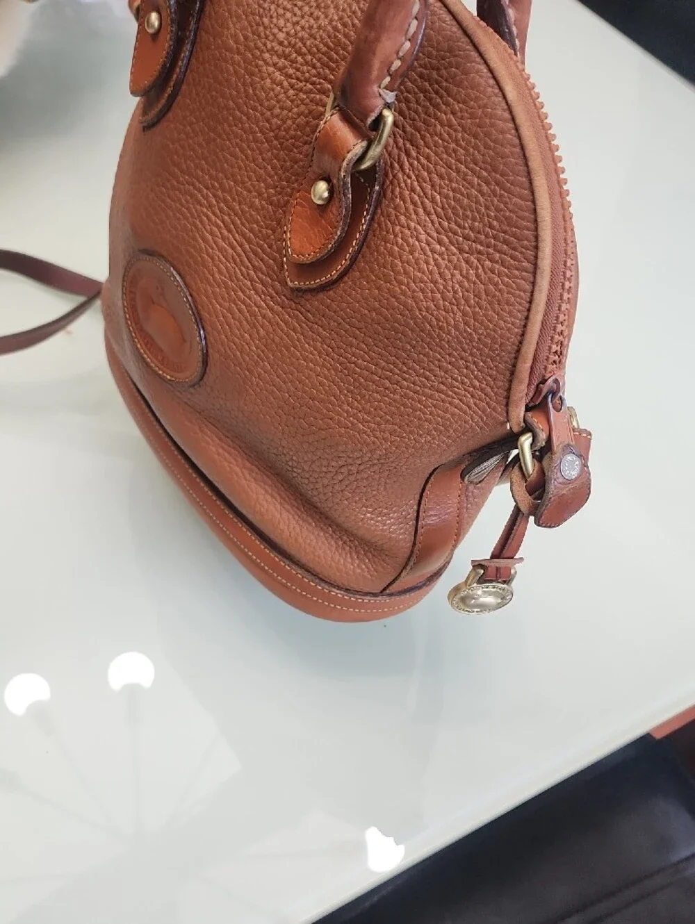 Dooney & Bourke  Chestnut Brown Pebbled Leather Satchel All Weather. No Tag